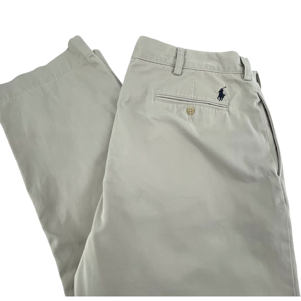 Polo Ralph Lauren Ethan Pant Mens 40x30 Khaki Tan Pleated Cotton Chino Trousers